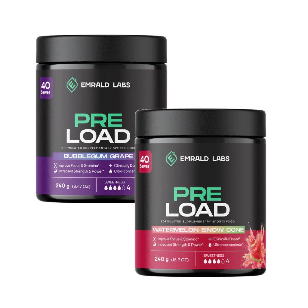 Front view of Pre Surge Dual Formula Pack showing label highlighting energy supplement benefits