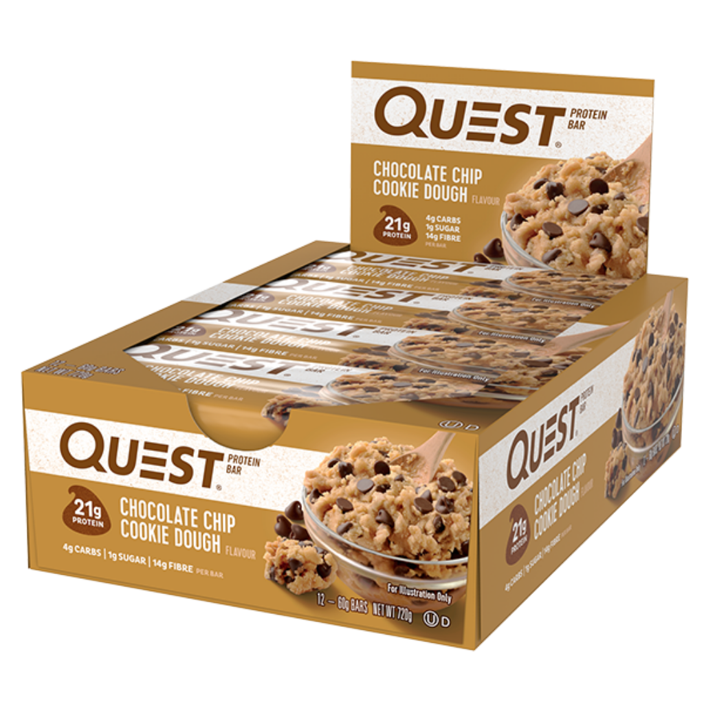 Open Quest High-Protein Snack Bar highlighting the chewy texture and nutritious ingredients.