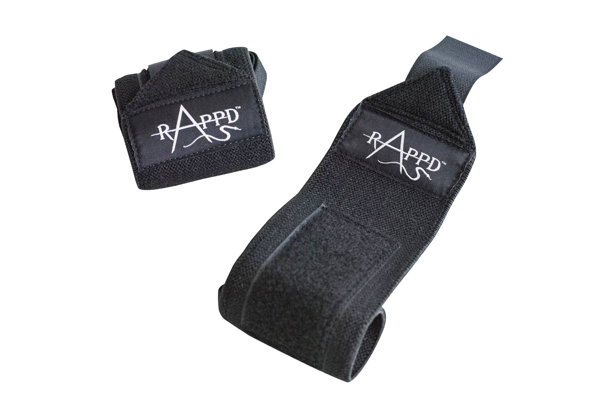 Close-up of Rapp'd Ultimate Lifting Support Wrist Wraps showcasing the elastic and cotton blend.
