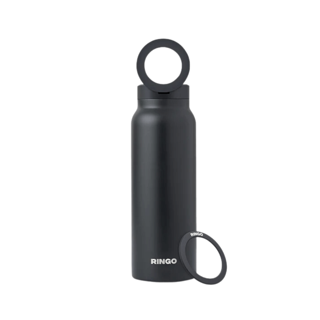 Front view of Ringo Insulated Sports Water Bottle with straw.
