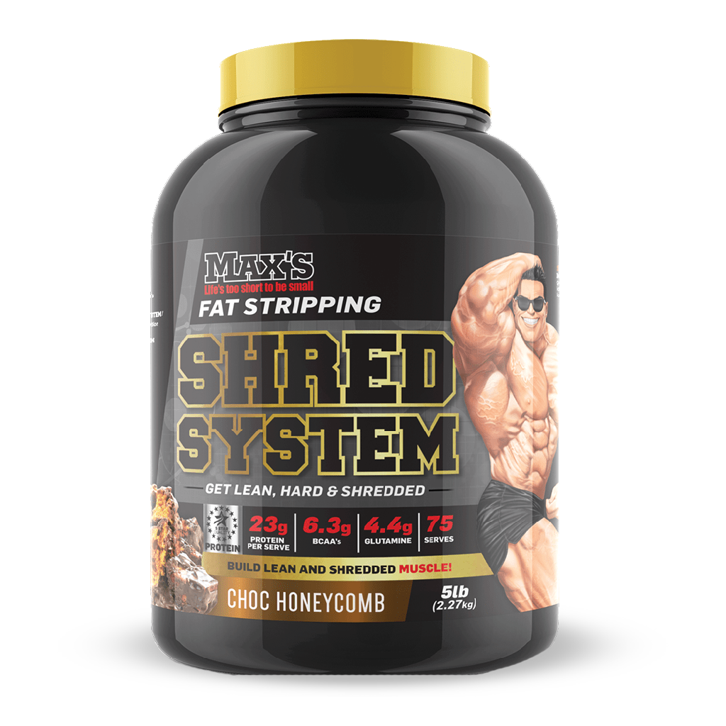 Maxs Ultimate Shred System bottle showcasing its powerful fat burning formula