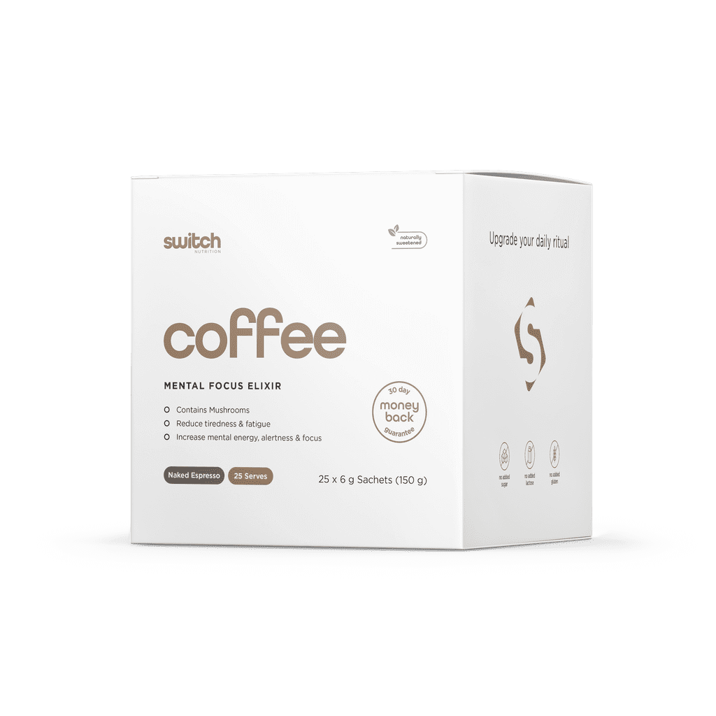FocusBoost Coffee Mix sachets displayed on a wooden table, emphasizing the premium coffee experience.