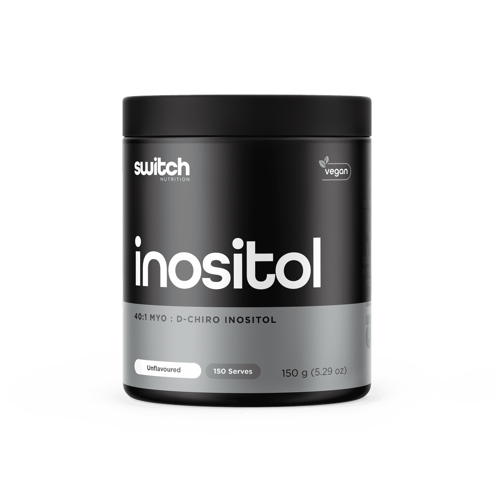 Inositol supplement bottle for mood and sleep support, close-up of label