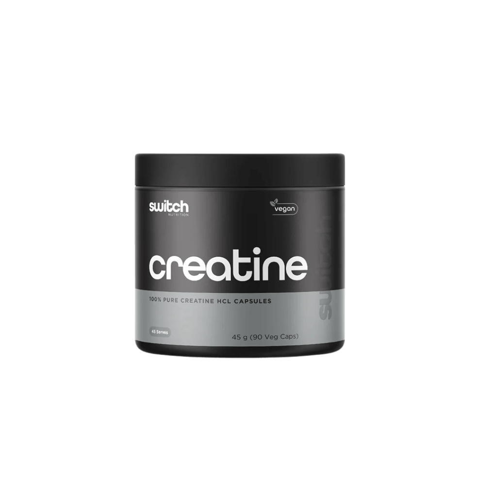 PowerBoost Creatine HCL Capsules in a bottle, showcasing its label and contents.
