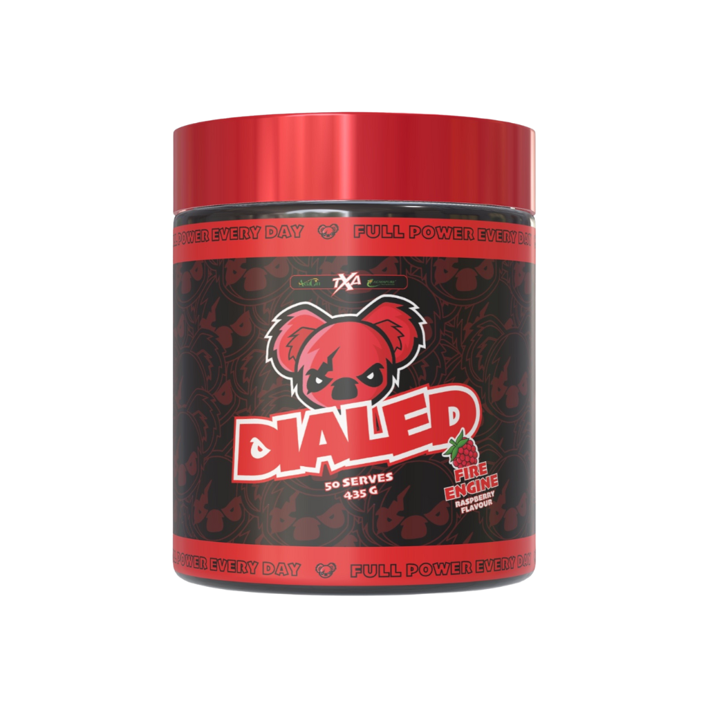 Person flexing muscles after using Dialed for a powerful pump