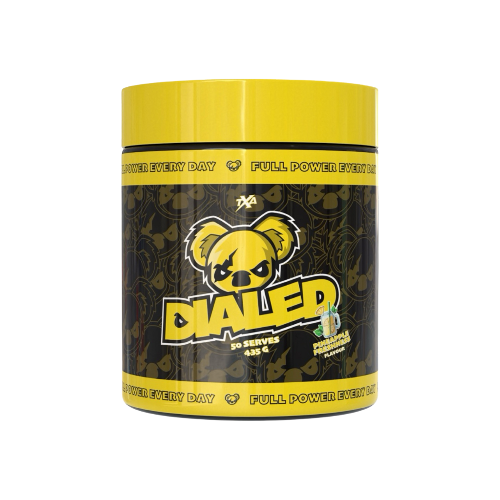 Person flexing muscles after using Dialed for a powerful pump