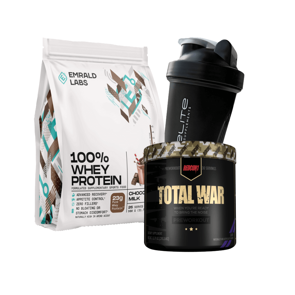 A vibrant pre workout energy supplement bottle with a shaker, perfect for gym enthusiasts.