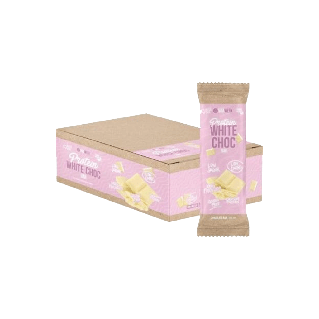 CocoaFit Protein Chocolate displayed in a fitness bag, ideal for on-the-go healthy snacking.