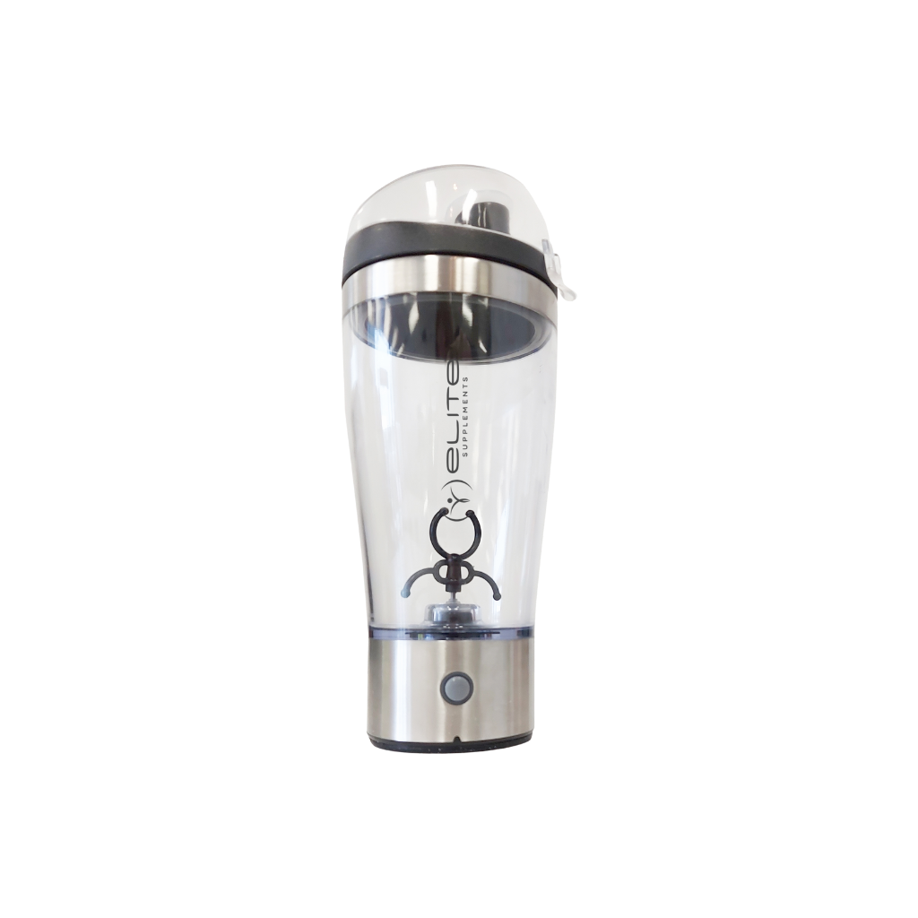 Elite Vortex Mixer Pro in action, blending a protein shake effortlessly.