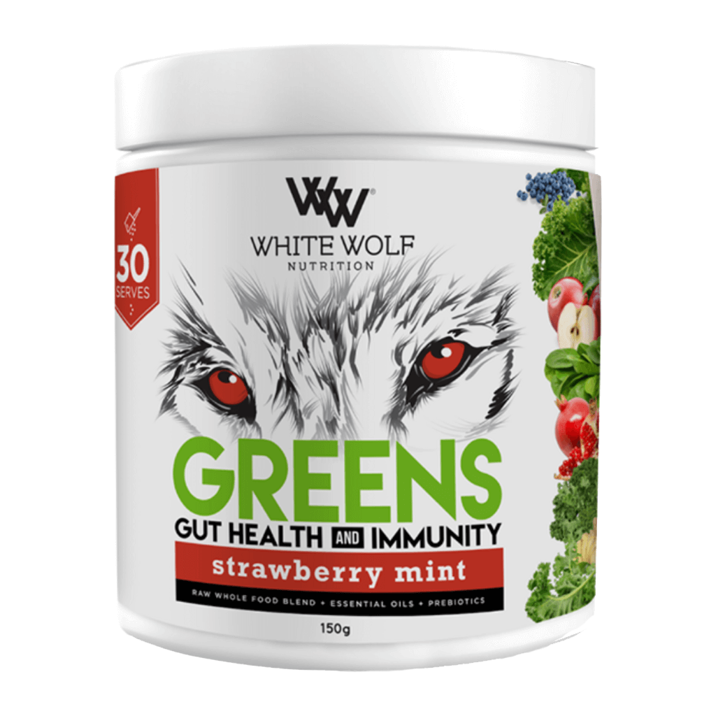 Athletic woman preparing a smoothie with Vitality Greens Superfood Blend, highlighting its use for energy.