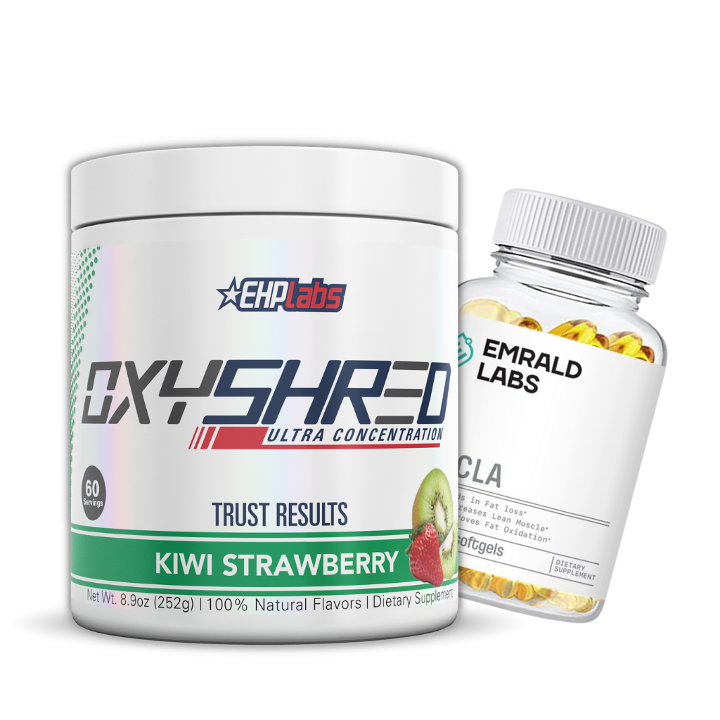 Oxyshred Elite with CLA supplement bottle, showcasing its vibrant packaging and ingredients.